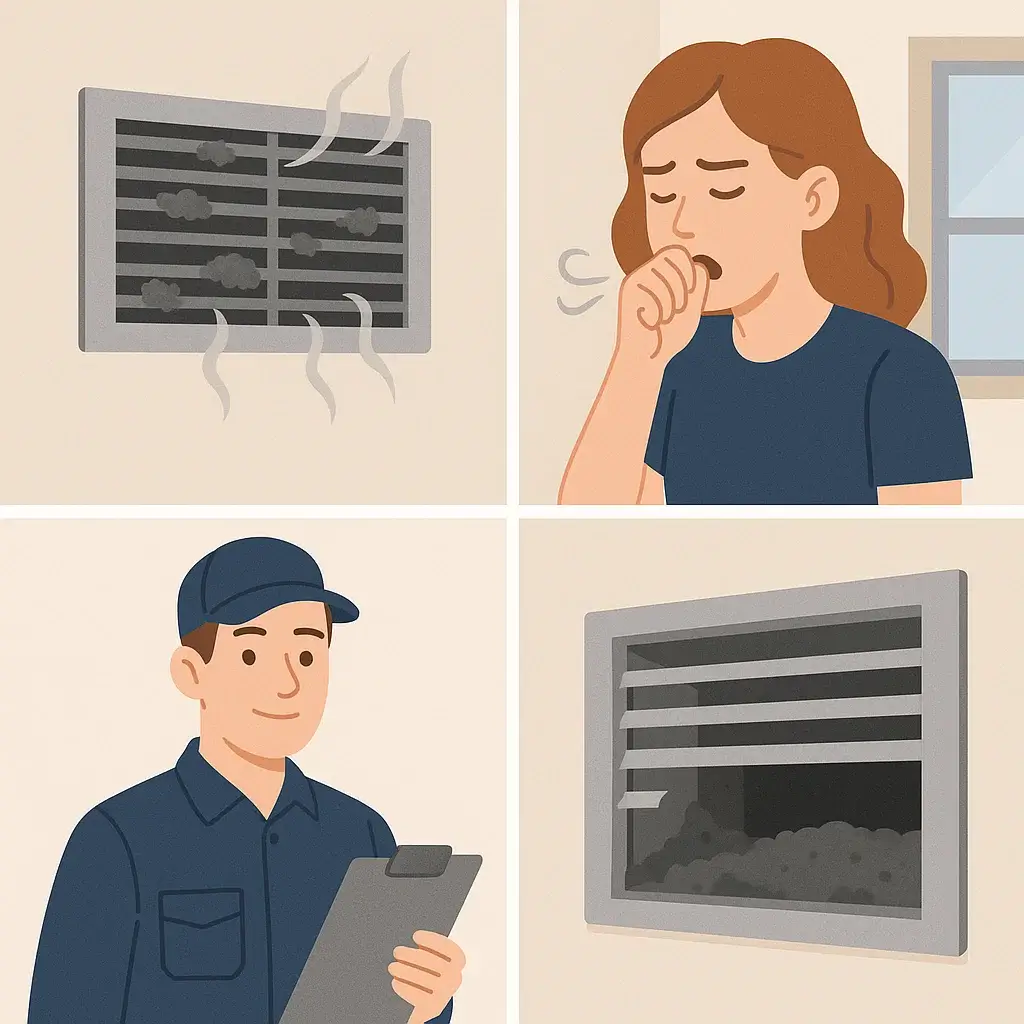 Friendswood TX air duct cleaning technician sanitizing vents and removing allergens for cleaner, healthier indoor air